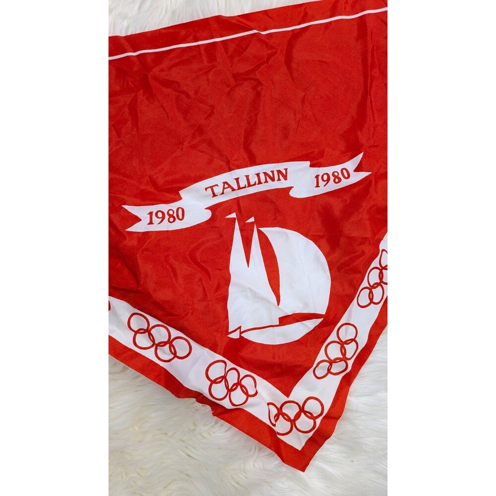 NOS 1980 Tallinn Olympic Sailing Scarf Bandana NWT 1976 Soviet USSR Estonia Red